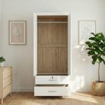 LIBERTY 2 Door 2 Drawers Wardrobe-Oak+White - Image 2