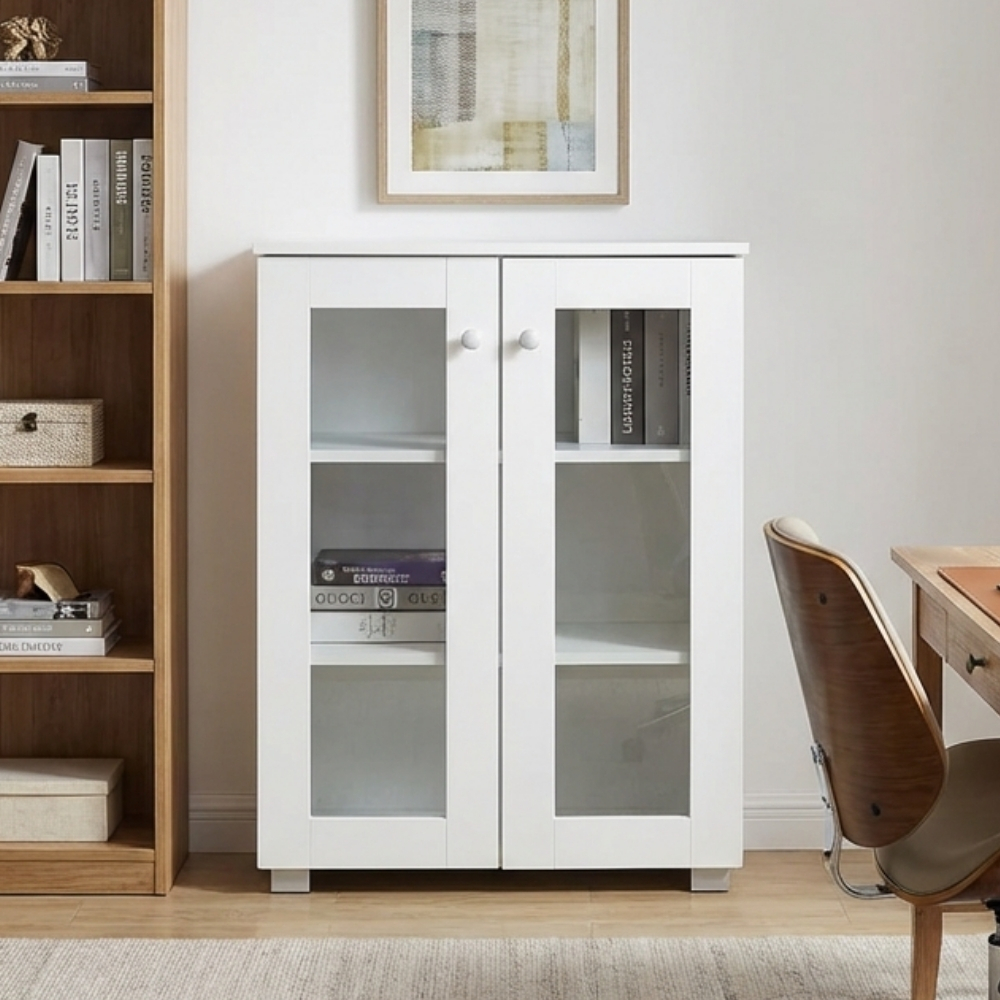 ginee_20260302221947566_2250677198.jpeg AWANA 2 Glass Door Storage Cabinet-White - Image 1