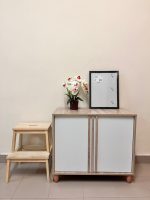 OLIVER 2 Door Shoe Cabinet-Oak+White - Image 2