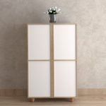 OLIVER 4 Door Shoe Cabinet-Oak+White - Image 2
