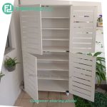 BELLA 4 Door High Wooden Shoe Cabinet-Black - Image 4