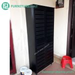 BELLA 4 Door High Wooden Shoe Cabinet-Black - Image 7