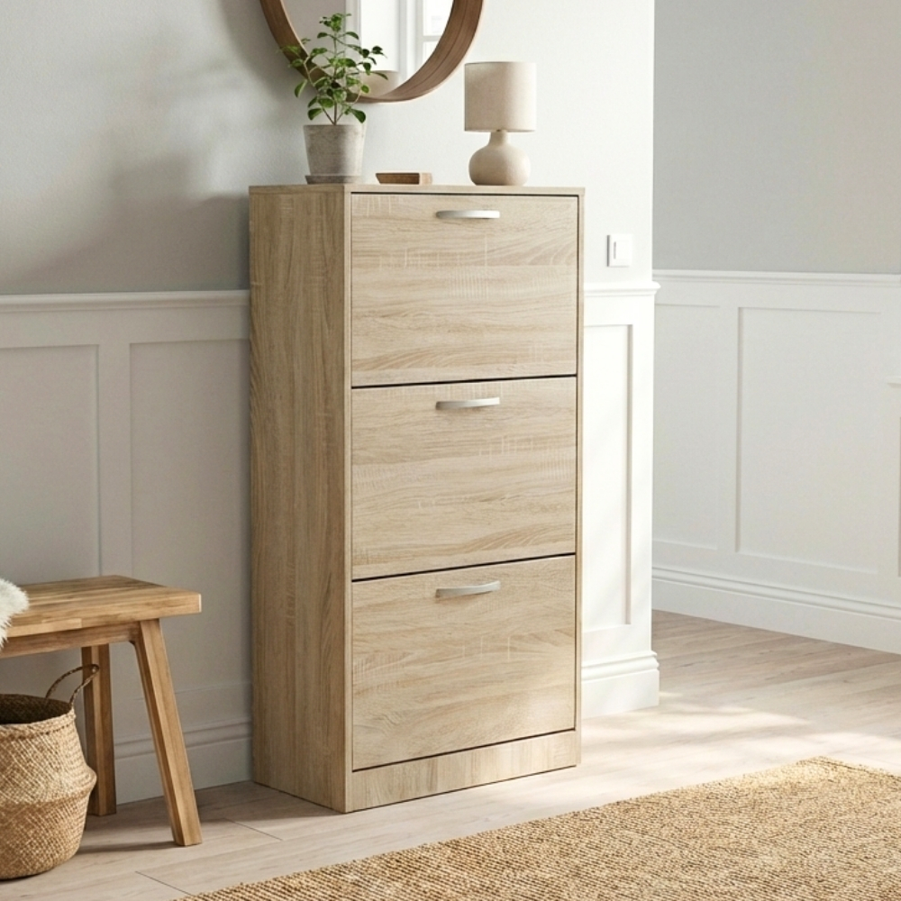 ginee_20260302230954787_0606779156.jpeg PHILIP Space Saver 3 Door Shoe Cabinet-Oak - Image 1
