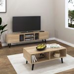 EDMOND 6 Feet TV Cabinet-Oak - Image 5