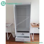 LIBERTY 2 Door 2 Drawer Wardrobe With Key Lock-Full white - Image 3