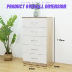 ESCOT 5 Drawer Chest-White - Image 4