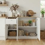 MARTINA 3 Door 1 Drawer Melamine Top Kitchen Cabinet-2 Colors - Image 3