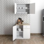 LUNA 2 Door Hanging Cabinet-Oak+White - Image 4