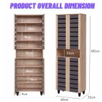 TORI 4 Door Shoe Cabinet-Oak+Grey - Image 3