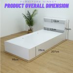 GERRAD Single Size Storage Bed Frame-White - Image 7